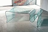 Mesa de salón 110 x 60 H38 cm en cristal curvado transparente