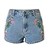 Produktbild iRachel Damen Sommer Stickerei Hohe Taille Hotpants Demin Short Kurze Hose Loch Hose Jeans