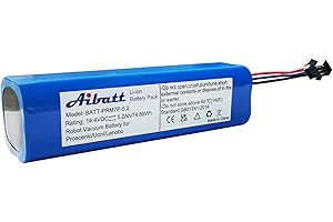 Aibatt Batería de ion de litio de 14,4 V, 5200 mAh, para Proscenic M7 Pro, LDS M7 Pro, M8 Pro, M7 Max, U6 Robot, Lenovo LR1, UONI V980 Max, V980 Plus, Xiaomi Viomi S9, Viomi D800 Robot aspirador