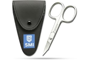 SMI ® - 3,5" Tijeras de uñas profesional tijeras para cutículas mano, pies, tijeras de manicura curvas acero inoxidable punta extra fina