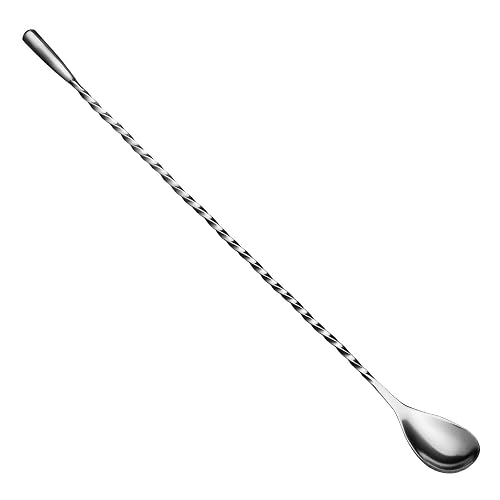 Barlöffel gedreht Teardrop, Metallknauf, 30 cm