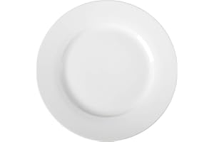 Amazon Basics 6-Piece White Dinner Plate Set, 10.5 inches