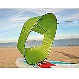 【Material de alta calidad】 Kayak wind sail está hecho de tafetán de poliéster fuerte, ecológico, duradero, resistente y fuerte. Las costuras tienen triple costura y el listón perimetral está hecho de un material compuesto virtualmente irrompible.