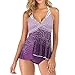 Produktbild TIFIY Damen Bikini Frauen Tankini Sets Mit Jungen Shorts Damen Bikini Set Bademode Push-Up Gepolsterter BH Stylisch Strand Sexy Sommer TankiniViolettM