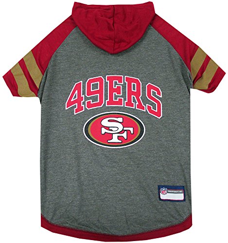 Pets FirstNFL SAN Francisco 49ERS Hoodie for Dogs & Cats. | NFL Football Licensed Dog Hoody Tee Shirt, X-Small| Sports Hoody T-Shirt for Pets | Licensed Sporty Dog Shirt. (SAN-4044-XS)