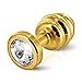 Produktbild Aluminium Rippen Plug"Ano" mit Swarovski Crystal ca.6cm mit 30mm Durchmesser (Gold Plated/vergoldet)
