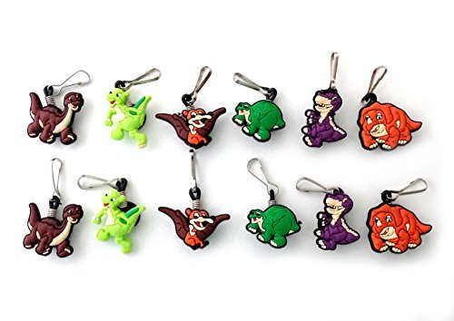 12 pcs Dinos Dinosaurs # 2 Time Before Land Zipper Pull / Zip pull Charms for Jacket Backpack Bag Pendant