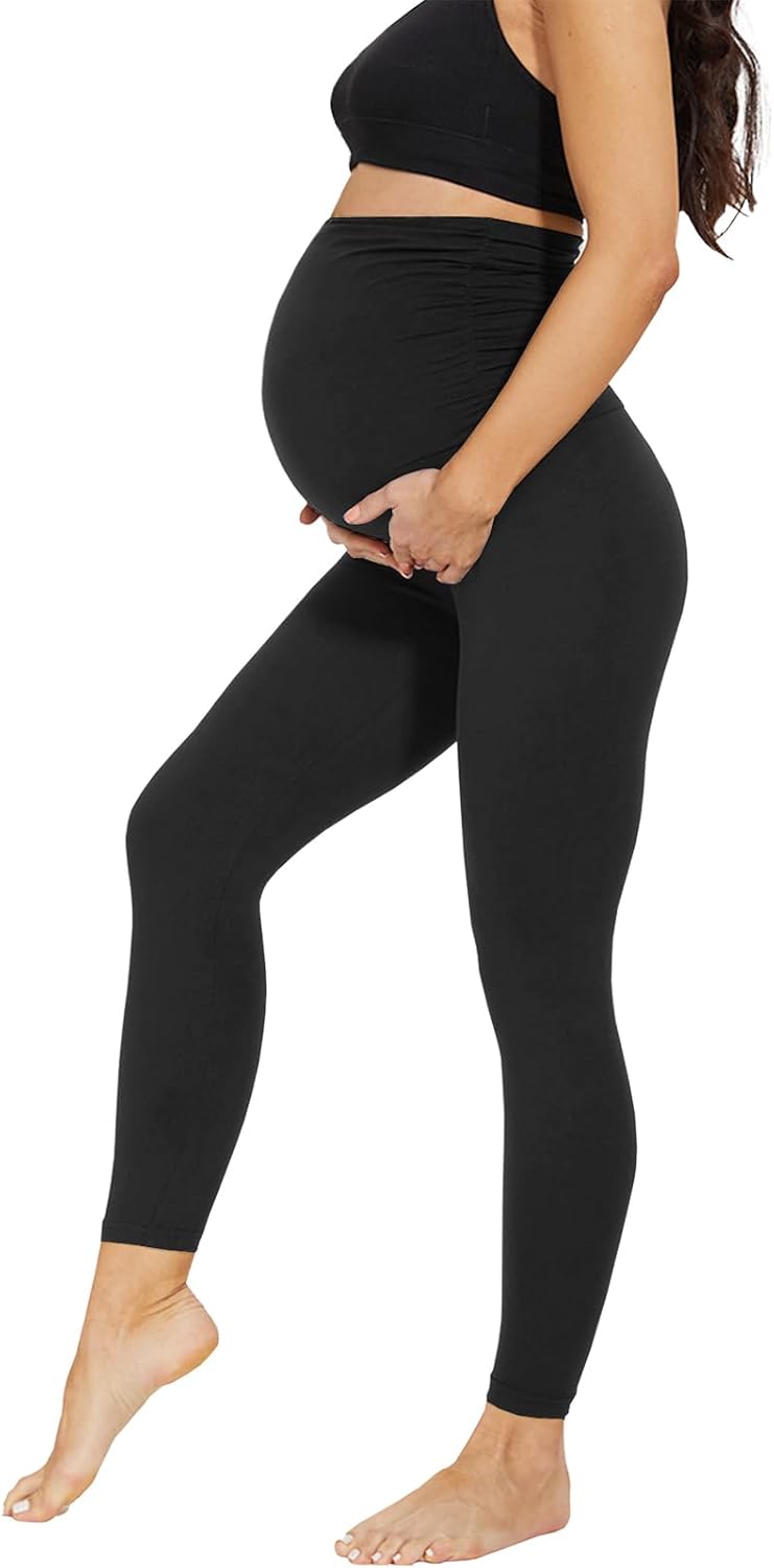 AMIYOYO Maternity Leggings Over Bump High Waisted Stretchy Belly Support Pregnancy Pants Women Yoga Workout Trousers