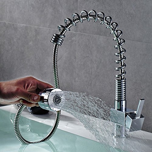 Auralum® Spültischarmatur mit herausziehbarem Brausekopf / Ausziehbare Schlauchbrause / Wasserhahn Profi Küchenarmatur Waschbecken - 2
