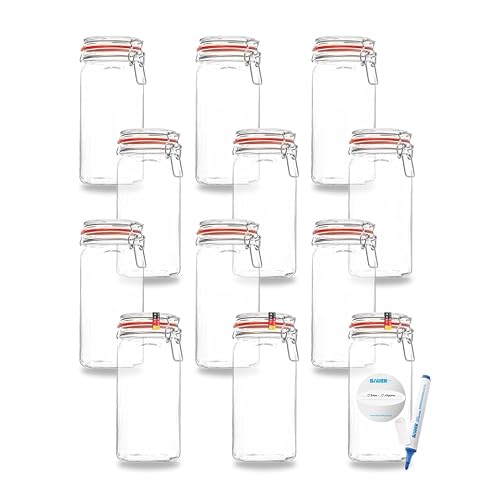 Flaschenbauer 12× Drahtbügelgläser 1550 ml