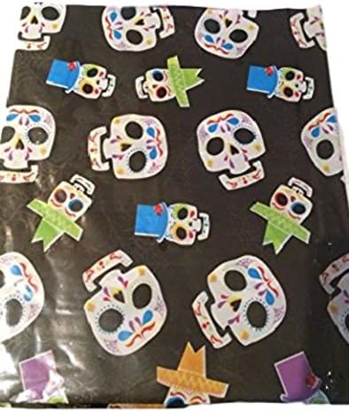 Halloween~Sugar Skulls~Day of the Dead~black~Wipe clean tablecloth