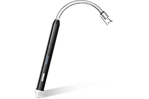 VEHHE Candle Lighter, Electric Lighter Rechargeable USB(Type-C) with 360° Flexible Neck, Arc Windproof Lighters Long Reach with Battery Display for Camping Party BBQ(Black)