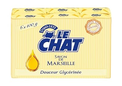 Le Chat Pack de 6 Savons de Marseille Solide Douceur Glycérinée 100 g