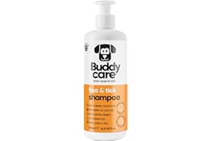 Buddycare Shampoo per Cani Antipulci e Zecche, elimina Acari, Detergente Tea Tree e Shampoo Antipulci all'eucalipto (500ml)