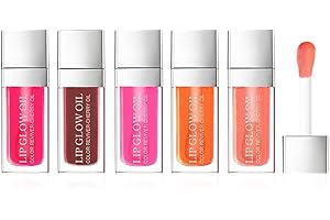 AOOWU Lip Oil, 5pcs de 6ml Lip Gloss para Labios Más Suaves y Duraderos, Lip Glow Oil para Voluminizador Labios Aumentar, Brillo de Labios Voluminizador para Brillante Hidratante, Elimina Arrugas