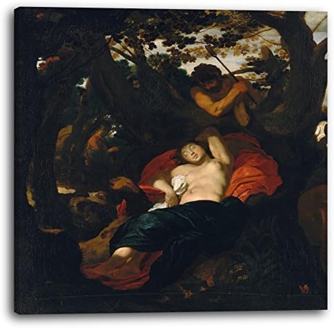 Johann Liss - Nymph and Shepherd (ca. 1625), 70 x 70 cm (more sizes available), Canvas print stretched and framed on a solid wood frame and ready to hang. Hand made high definition print on premium quality canvas.