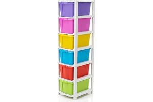 GROZNOL 6 XL Plastic Modular Drawer System for Home, Office, Hospital, Parlor, School, Doctors, Home and Kids, Product Dimension When assembeled (31cmx39cmx116cm) (6XL) (Multi-colour)