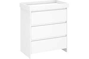 Shefa Kids White 3-Drawer Baby Changing Table with Drawers – Ergonomic Baby Changing Unit & Diaper Changing Station, Convertible Changing Table Unit, Nursery Furniture