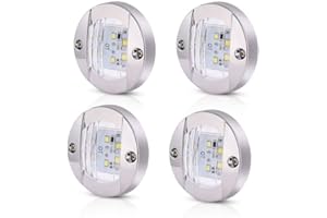 BIQING 4 Pezzi Luce di Poppa del LED Bianco,12V Navigazione Poppa Luce 3Inch Rotonda Luci di Navigazione a LED Luci di Poppa per Yacht Luci di Navigazione a Vela Luci di Segnalazione Impermeabile