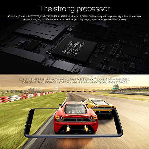 Cubot X18 (2017) Android 7.0 4G-LTE Dual Sim Smartphone ohne Vertrag, 5.7 Zoll (18:9) IPS HD Touch-Display, 3GB Ram+32GB interner Speicher, 16MP Hauptkamera / 13MP Frontkamera, Split Screen Mode Funktion, Fingerprint Sensor, 2.5D gebogener Bildschirm, nutzbares GPS, Benachrichtigungs-LED, Gold