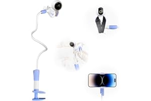 Inoamity Supporto universale Babyphone Camera - Doppio braccio 360° regolabile, installazione senza foratura, compatibile con il 90% dei modelli di Babyphone, pinza antiscivolo (85 cm, lega di