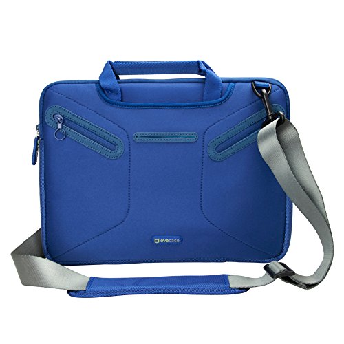 Notebooktasche 13.3“, Evecase 13.3 Zoll Universal Laptop Schutzhülle Aktentasche mit Neopren Außenmaterial, Verdeckbare Griffe, Zubehörfächer für Notebook MacBook Ultrabook Tablet Lenovo Asus Acer - Blau