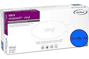 MaiMed® Guanti usa e getta in vinile, guanti monouso in medicina e guanti protettivi talcati, taglia M, 100 pezzi (1 scatola per donne)