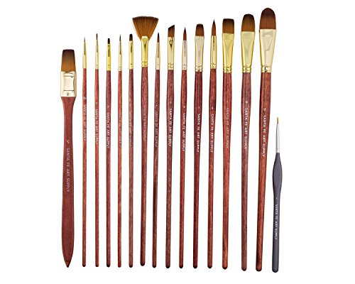 NEW YEAR’S DEAL 72% OFF! Rabatt HEUTE! Künstlerpinsel-Set für Acryl, Aquarell, Öl, Gouache, und Gesichtsfarbe von Santa Fe Art Supply™. 15 30 cm professionelle Pinsel + 1 Pinsel mit kurzem Griff im Transportetui. #1 Bestseller. Lebenslange Garantie - 5