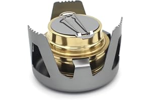 N+B Quemador de estufa de alcohol portátil con tapa de soporte de aleación de aluminio para acampar al aire libre, senderismo, mochilero, accesorios de cocina (Gris)