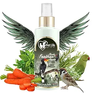 Pet Life Organic & Ayurvedic Birds Feather Keratin Spray For Strong & Healthy Feathers | Control Breakage Of Feathers For Poultry Birds, Parrots, Sparrow, Pigeon, Hen, Duck - All Type Of Bird - 200 Ml