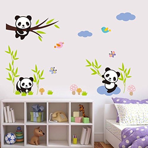 Kayau DIY Wall Sticker Panda bamboo 3d Removable Art Wall Decals Murals Vinyl Wall Decals for Kids Nursery Baby Playroom Decoration 80x107 cm