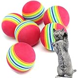 Trillycoler 6tlg Haustier Katze Hund Spielbälle Golf Farbige Weichschaum Regenbogen Chew Chase Bälle 3,5 cm