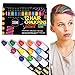 Price comparison product image Scoomo 12 Hair Chalk Pens & 2 Glitter Set for Kids Boys Girls | Instant Blendable Temporary Washable Dye Crayons in Metallic-Glitter-Gold-Silver Colours for Party or Birthday Gift | FREE Cape & Gloves