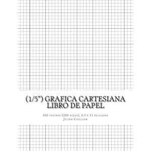 (1/5") Grafica Cartesiana Libro de Papel: 400 paginas (200 hojas), 8,5 x 11 pulgadas