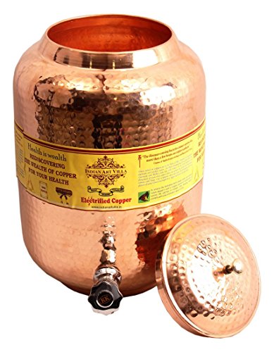 indischen Kunst Villa reines Kupfer 5 Ltr. Wasser Topf Speicher mit Wasserhahn Küche Home Garten Gesundheit