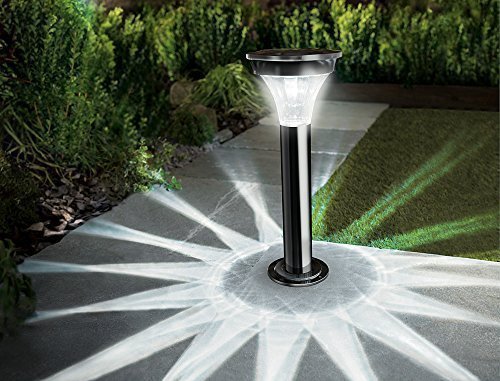 Hochwertige Solar Gartenleuchten mit Bewegungsmelder aus Glas und Edelstahl - Garten Beleuchtung Solar Leuchte mit Bewegungsmelder - XL Premium Solar Garten Leuchte Wegeleuchte mit Bewegungsmelder Solarlampe LED - Große Gartenleuchte aus Glanz Edelstahl Außenleuchte mit Bewegungsmelder