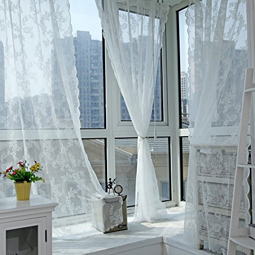 Brightup Tafel Sheer Fenster Vorhang Panel Drape Room Blumen Tüll Schals Valances 150*180cm