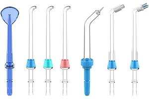 TUREWELL Zahnseide-Düsen, 6 Stück Standard und Funktionelle Strahlspitzen und 1 Zungenreiniger für Familie Munddusche FC165, FC168, FC169, FC166, FC163, FC162, FC188, FC288