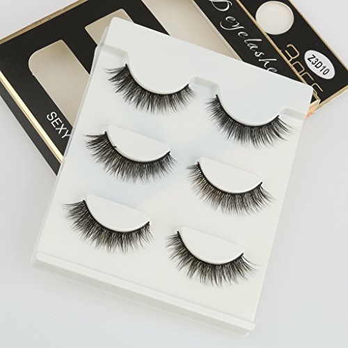 3 Paar Schwarz 3D Handgemachte Natürliche Lange Falsche Wimpern Wimpern Make-up - 2