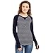 Hypernation Blue and White Stirpe Round Neck Thumb Insert Cotton T-shirt For Women RS.749.00