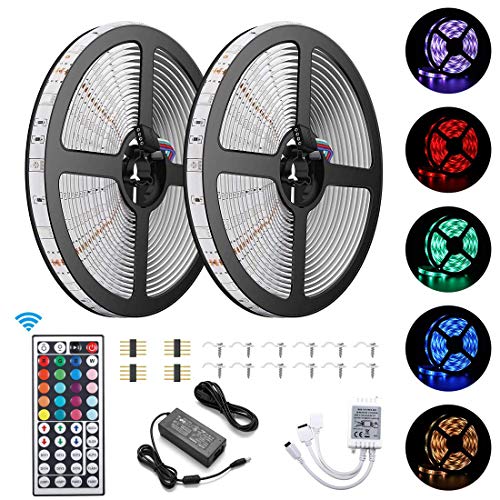 Ruban LED Etanche 10M, ICONNTECHS 300 LED 5050 RGB SMD Multicolore Bande LED Lumineuse avec Télécommande à Infrarouge 44 Touches et Alimentation 12V décoration pour Chambre, Noël, Fête, etc.