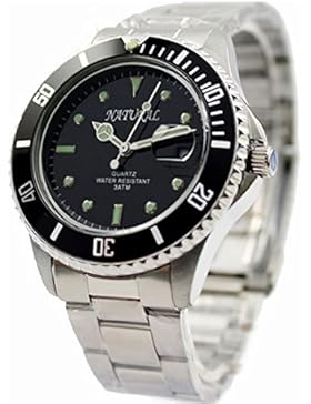 Schwarzes Zifferblatt Matt Silver Band runden Wasser Mann-Edelstahl-Uhr-Resist