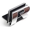 R Front Rear Badge Emblems Front Grille Bumper Rear Trunk Emblem - 3D Metal Nameplate Car Decal Logo Sticker Auto Accessories Fit For Passat Golf R Logo(Size:Front,Color:black/Silver)