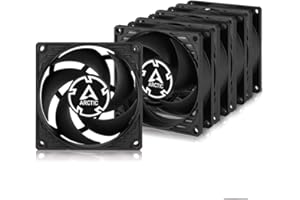 ‎ARCTIC ARCTIC P8 Silent (5 Stück) - PC Lüfter, 80 mm besonders leiser Gehäuselüfter optimiert für statischen Druck, quasi lautloser Lüftermotor, PC, 1600 rpm - Schwarz