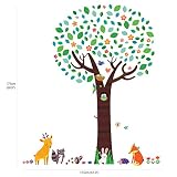 Decowall DML-1312P1410 Großer Baum mit Tierfreunden & Zweig mit Eulen Wandsticker Wandaufkleber Wandtattoo Kinderzimmer - 3