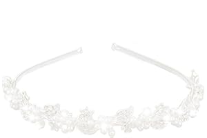ULTNICE Rhinestone and Pearl Wedding Hairband Bride Bridal Headband Tiara Hair Accessories (Sliver)