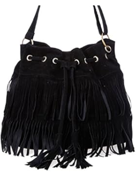 cooshional Damen Oval Fringe Handbag Troddelbeutel Messenger Tasche Mädchen Schultertasche