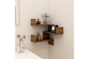 Coavain Estantería de Esquina de Pared 40x40x50 cm Estante Libros Pared Estante Flotante Estantes Madera Corner Shelf Muebles Esquineros Estante Esquina Librero Flotante Roble Ahumado