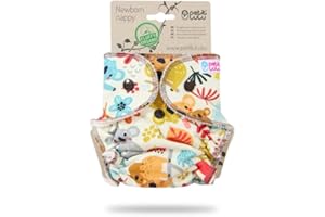 ‎PETIT LULU Petit Lulu Höschenwindel für Neugeborene (2-6kg) Druckknöpfe | Fluffy Organic | Bambus natürliche wiederverwendbare Stoffwindeln | Ohne Polyester (Koala)