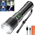 Kresal 250000 High Lumens LED Torch with Power Display,Super Bright Rechargeable Flashlight,Type-C Fast Charging Flash Light with 5 Modes, IPX6 Waterproof Durable Torches for Camping Hiking Emergency